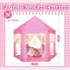Monobeach Princess Castle Play Tent for Girls - Large 55'' x 53'' Playhouse with Star Lights for Indoor and Outdoor Play