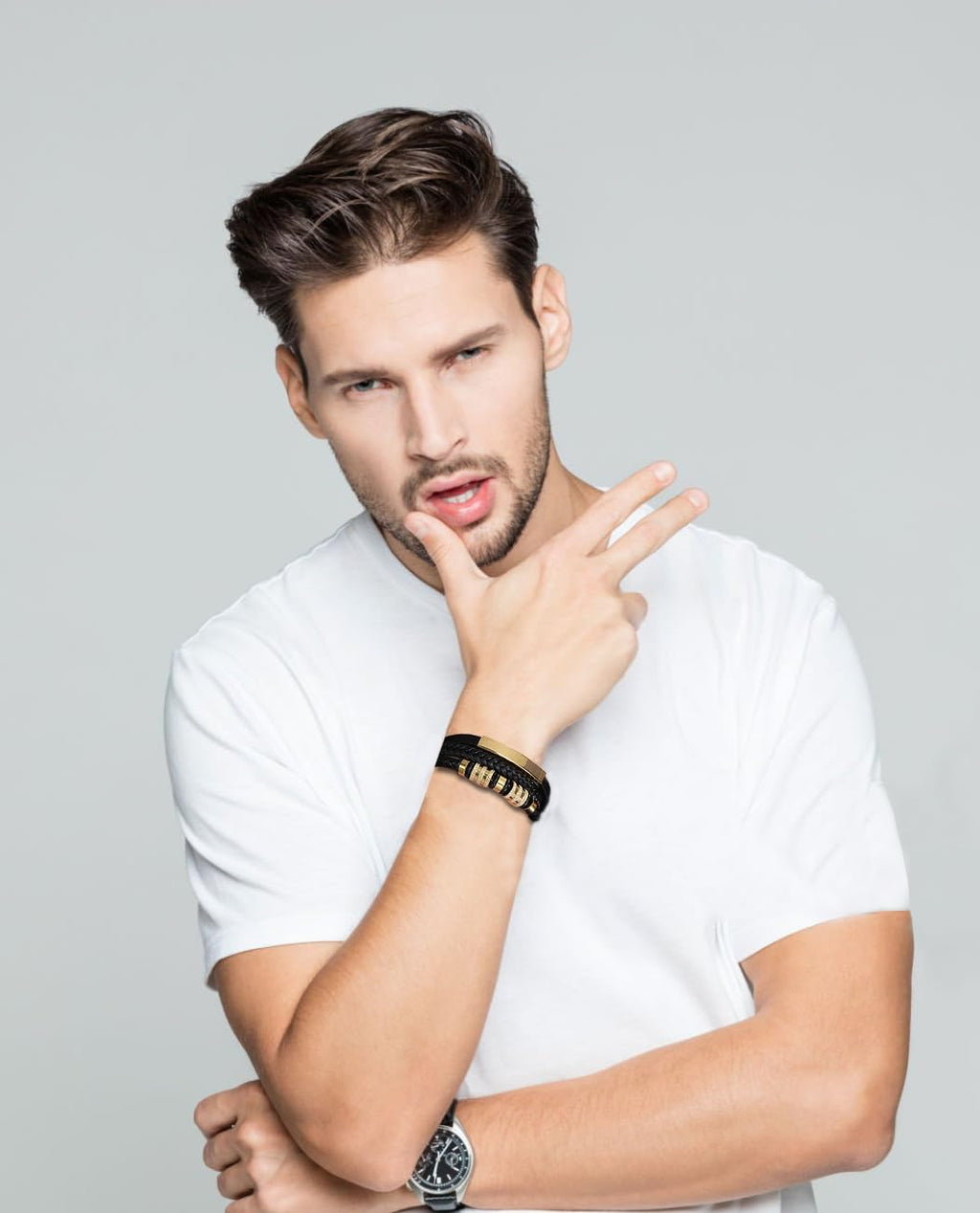 Kim Carrey Italian Handmade Leather Bracelets for Men