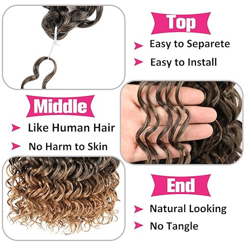 Unionbeauty GoGo Curl Crochet Hair 10 Inch Short Curly Crochet Hair Micro Curly Braiding Hair for Boho Box Braids Ocean Wave Crochet Braids 8 Packs Synthetic Curly Braiding Hair for Woman
