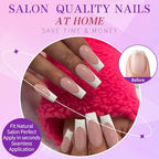 240pc French Tip Press on Nails Long Fake Nails with Glue and Adhesive Tab, False Acrylic Nails Press on Nails Square Nail Tips Artificial Glue on Nails Press ons Fingernail Stick on Nails