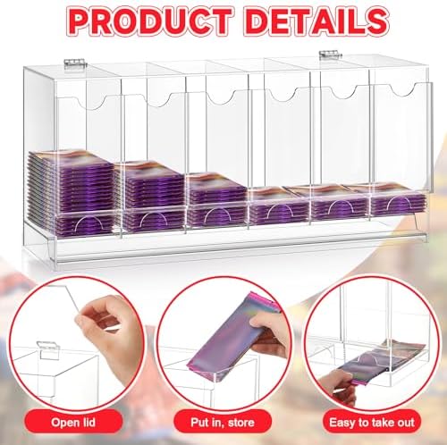 1 Pcs Acrylic Booster Pack Dispenser, Card Dispenser Storage and Organizer, for Trading Card, Booster Packs, Sports & More (6 Slots)