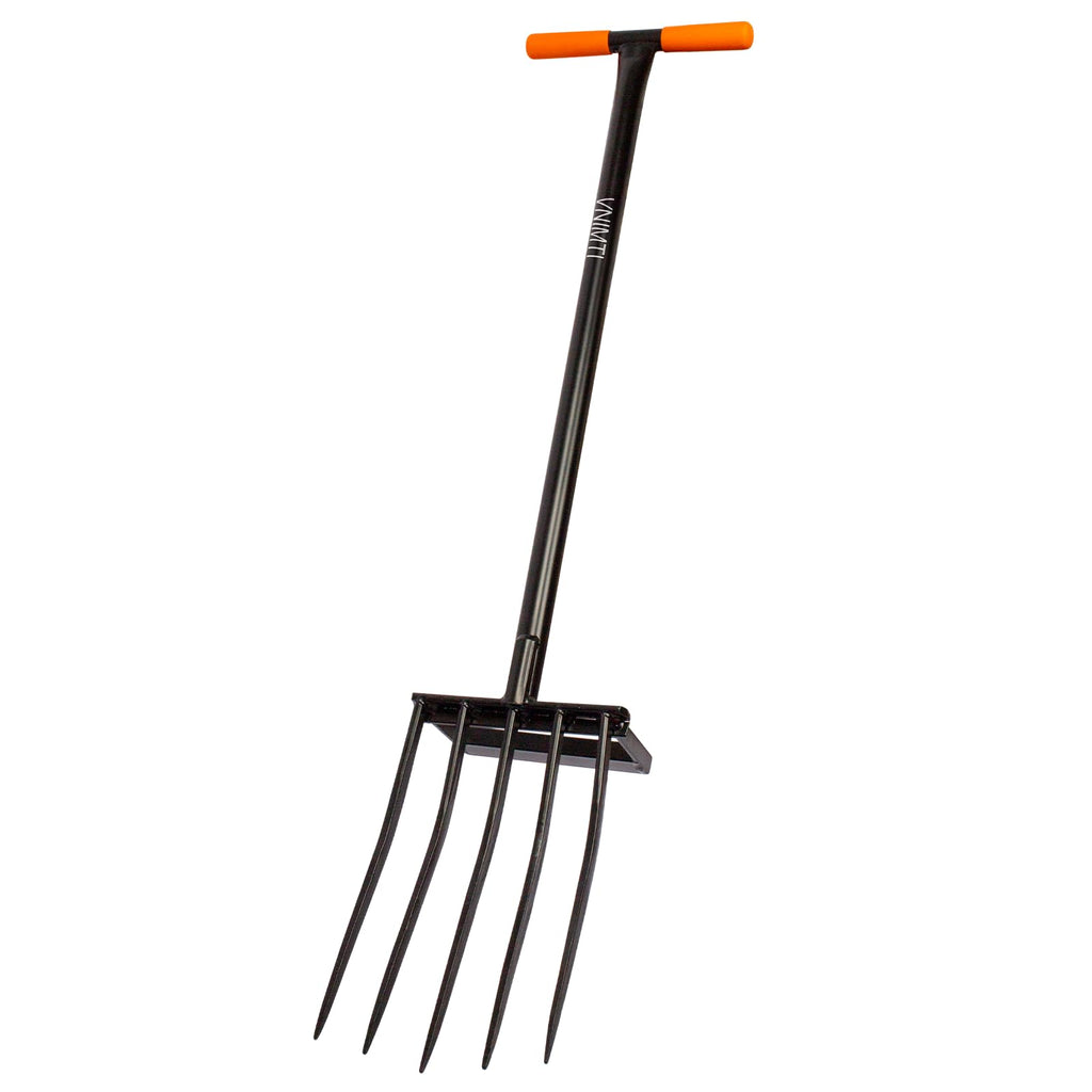 VNIMTI Heavy Duty Pitch Fork, 45-Inch Garden Fork with Strong Steel Tines, Long Handle Pitchfork for Gardening