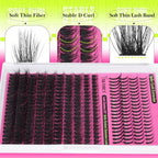 Yawamica Lash Clusters Kit with Spikes Manga Lash Extension Kit Fluffy Eyelash Clusters 10-16mm Cluster Eyelash Extensions 60D Individual Lashes 11-17mm Spiky Lashes with Bond and Seal Lash Tweezers