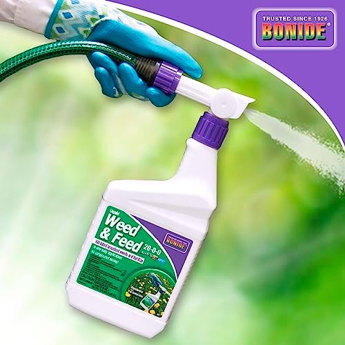 Bonide Liquid Weed & Feed 20-0-0, 32 oz Ready-to-Spray Weed Control and Fertilizer for Outdoor Lawn & Garden Use