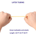 Latex Tubing, Latex Tube Natural 3/8in OD 1/4in ID Slingshot Tubing Surgical Tube Catapult Tube Rubber Hose Speargun Band 10FT 33FT 50FT One Continuous Piece (33 FT, Natural)