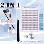 Lash Clusters Kit Natural DIY Eyelash Extension Kit Wispy Individual Lashes Extension CC Curl 9-11MM Lash Bond and Seal Tweezers for Beginner by Newcally
