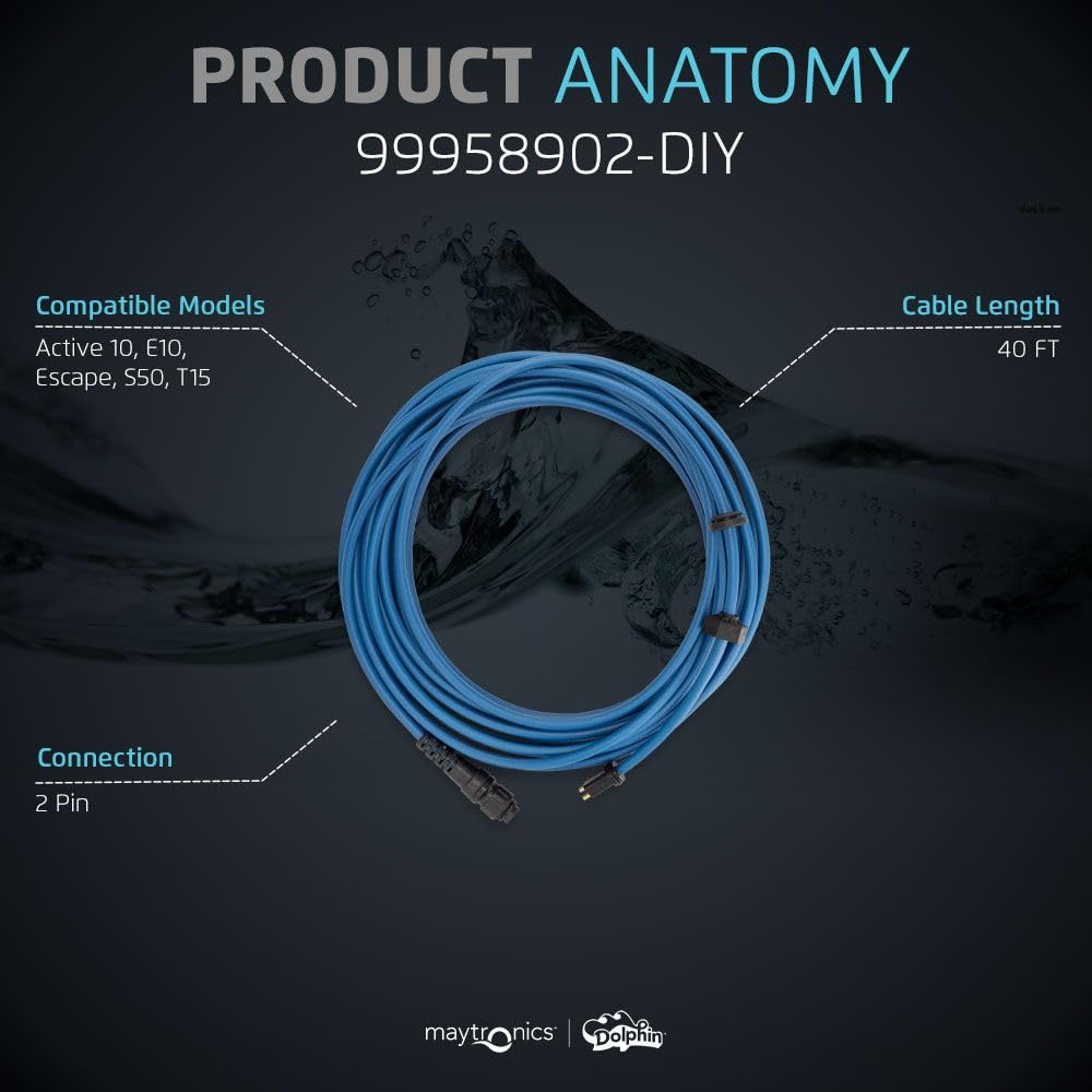 Dolphin Genuine Replacement Part — Durable 40 FT Blue Cable for Agile Robot Movement — 99958902-DYI