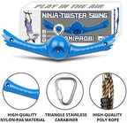 Ninja-Twister Swing Spins Set: Slackline Attachments - 360° Handle Twist-Spin Flips Toy Activate Ninja Powers Warrior Accessories Kids Hang Toys for Playground Backyard Blue