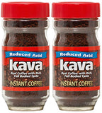 Kava Low Acid Coffee Instant Coffee Kosher Certified Medium Roast Glass Jar, 4 Ounce (Pack of 2)