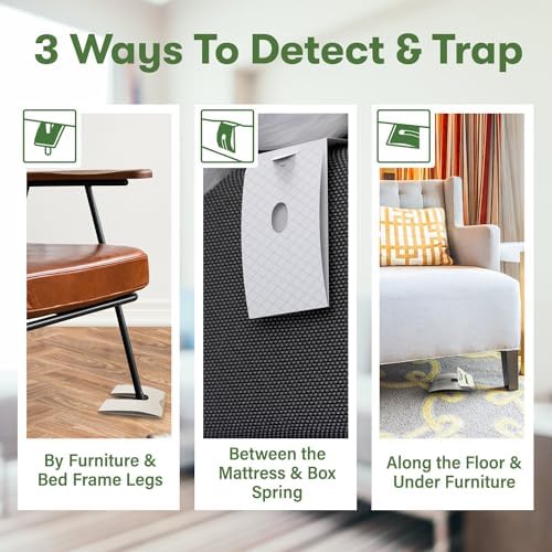 BugMD Bed Bug Trap (2 Pack, 24 Traps) - Bed Bug Prevention, Glue Traps, Insect Trap Indoor, Bed Bug Sticky Traps