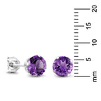 Gem Stone King 1.50 Cttw Round Purple Amethyst Stud Earrings For Women