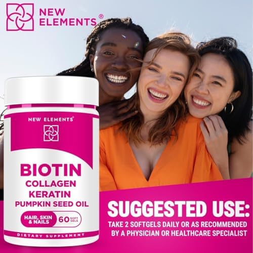 Biotin Supplement 10000mcg with Collagen Peptides Keratin and Pumpkin Seed Oil for Hair Skin and Nails | Hair Growth Supplement for Women & Men | Biotin and Collagen Supplements for Hair Loss