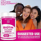 Biotin Supplement 10000mcg with Collagen Peptides Keratin and Pumpkin Seed Oil for Hair Skin and Nails | Hair Growth Supplement for Women & Men | Biotin and Collagen Supplements for Hair Loss