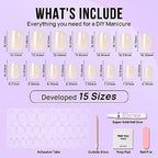 BTArtbox Press On Nails Short - Square Press On Nails, Brown Chrome Nail Tips Glue On Nails with Nail Glue, Reusable Stick On Nails in 15 Sizes - 30 Soft Gel Fake Nails Kit, Cream Soda