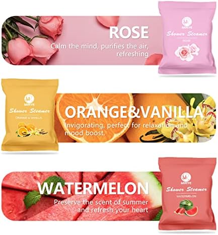 Shower Steamers Aromatherapy for Women and Men, 24-Pack Organic Shower Bombs with Essential Oil, Rose, Watermelon, Tea Tree, Orange & Vanilla, Sea Salt, Lavender Birthday Gifts for Women