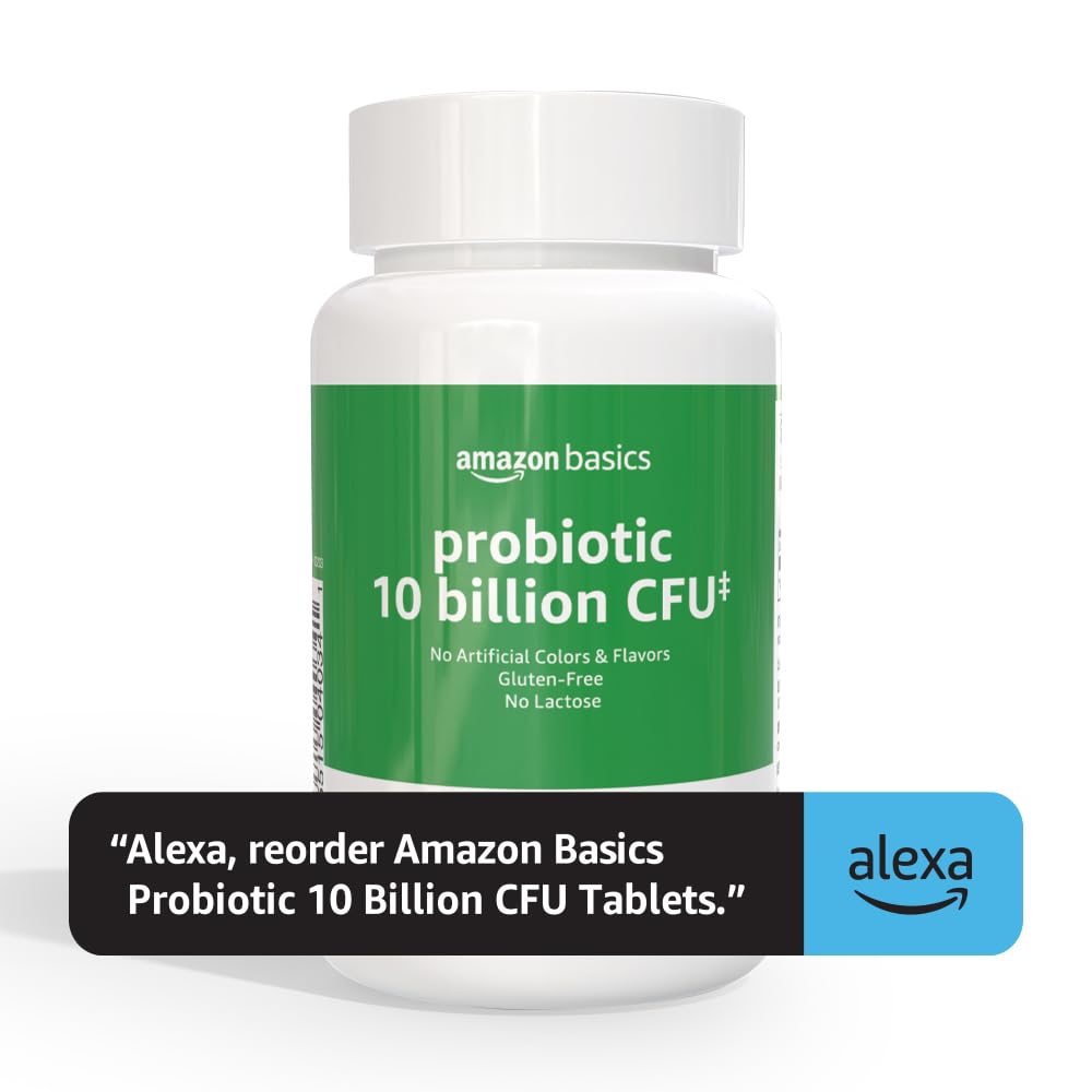 Amazon Basics Daily Probiotic, 10 Billion Active Cultures, Supporting Digestive and Intestinal Health, Capsule, 60 Count, Two Month Supply