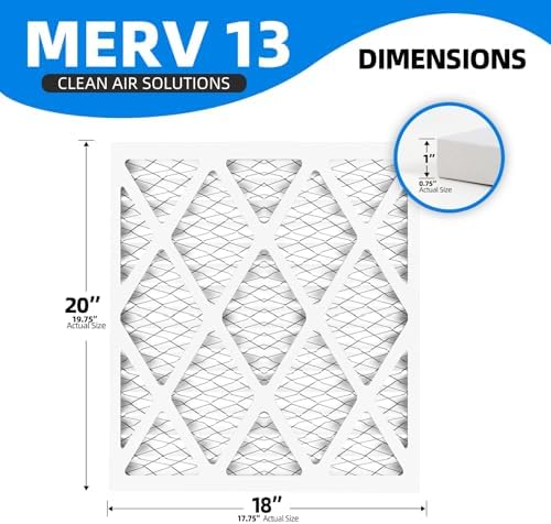 (4 Pack) 18x20x1 Furnace Air Filters, MPR 1900 & FPR 10, MERV 13 Pleated Air Filter (Actual Size: 17.75" x 19.75" x 0.75")