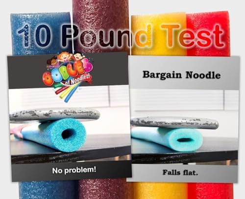 Oodles of Noodles 6 Pack Black Foam Pool Noodles – 48” x 2.5” Hollow Core – Extra Dense, Durable – Made in North America