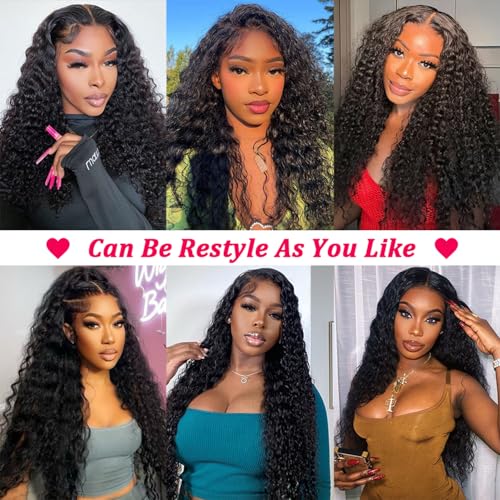 32 Inch 13x6 HD Deep Wave Lace Front Wigs Human Hair Pre Plucked 200% Density Transparent Deep Curly Lace Frontal Wigs Human Hair With Baby Hair Glueless Human Hair Wig For Women