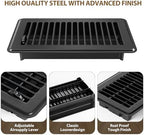 Floor Vent Covers 4x12, Black Floor Registers, Heavy Duty Steel Vent Covers for Home Sidewall Office Floor Vents 2 Pack