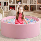 Ball Pit for Toddlers 47.24''x15.75'' Baby Ball Pit Soft Foam Ball Pits Round Lagre Kids Ball Pits Indoor and Outdoor Game Kids Play Ball Pool Ideal Gift for Children (Pink, NO Balls)