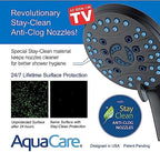 Hotel Spa AquaCare As-Seen-On-TV High Pressure 48-setting Rain & Handheld 3-way Shower Head Combo - Anti-clog Nozzles/Tub, Tile & Pet Power Wash/Extra Long 6 ft. Hose/Matte Black Finish