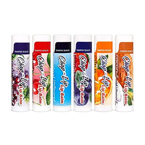 Vitamin E Lip Balm with Coconut Oil - Lip Moisturizer Treatment - Soothing, & Refreshing, Total Hydration Treatment & Lip Therapy - Assortment of 6 Refreshing Flavors, 60 Count