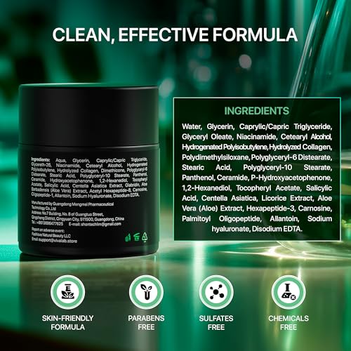 Viva Lab Mens Face Moisturizer Anti-Aging Cream - Lightweight After Shave Lotion for Men - Day & Night Hydrating Skin Care with Niacinamide Collagen Ceramides - Fast-Absorbing Non-Greasy 1.85oz