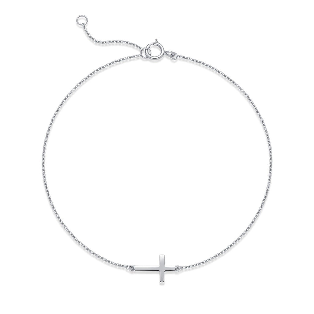LUCA SMITH Cross Pendant Bracelet - Elegant Jewelry for Men & Women,925 Sterling Silver, Adjustable Chain Stackable Bracelets (silver)