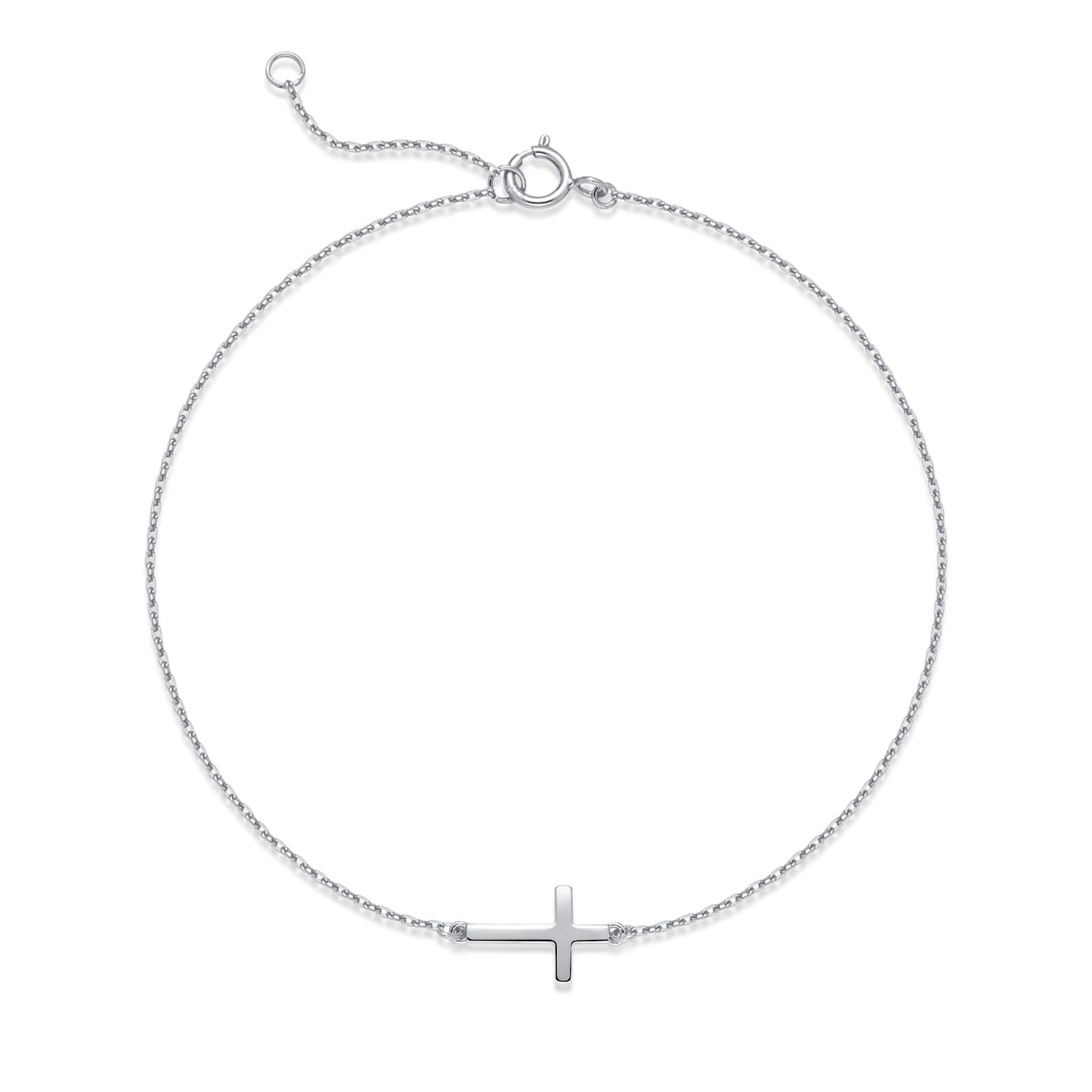 LUCA SMITH Cross Pendant Bracelet - Elegant Jewelry for Men & Women,925 Sterling Silver, Adjustable Chain Stackable Bracelets (silver)