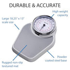 Salter Pro-Helix Professional Oversized Bathroom Scale with Grey Vinyl Anti-Slip Bath Mat, 400 LB Capacity, Analog Scale, 18.25 x 13.0 inch, Grey