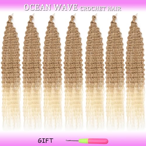ZRQ 24 Inch Ocean Wave Crochet Hair 7 Packs Curly Braiding Hair Deep Wave Twist Crochet Hair for Boho Goddess Box Braids Goddess Locs Bohemian Braiding Hair Extensions #T27613