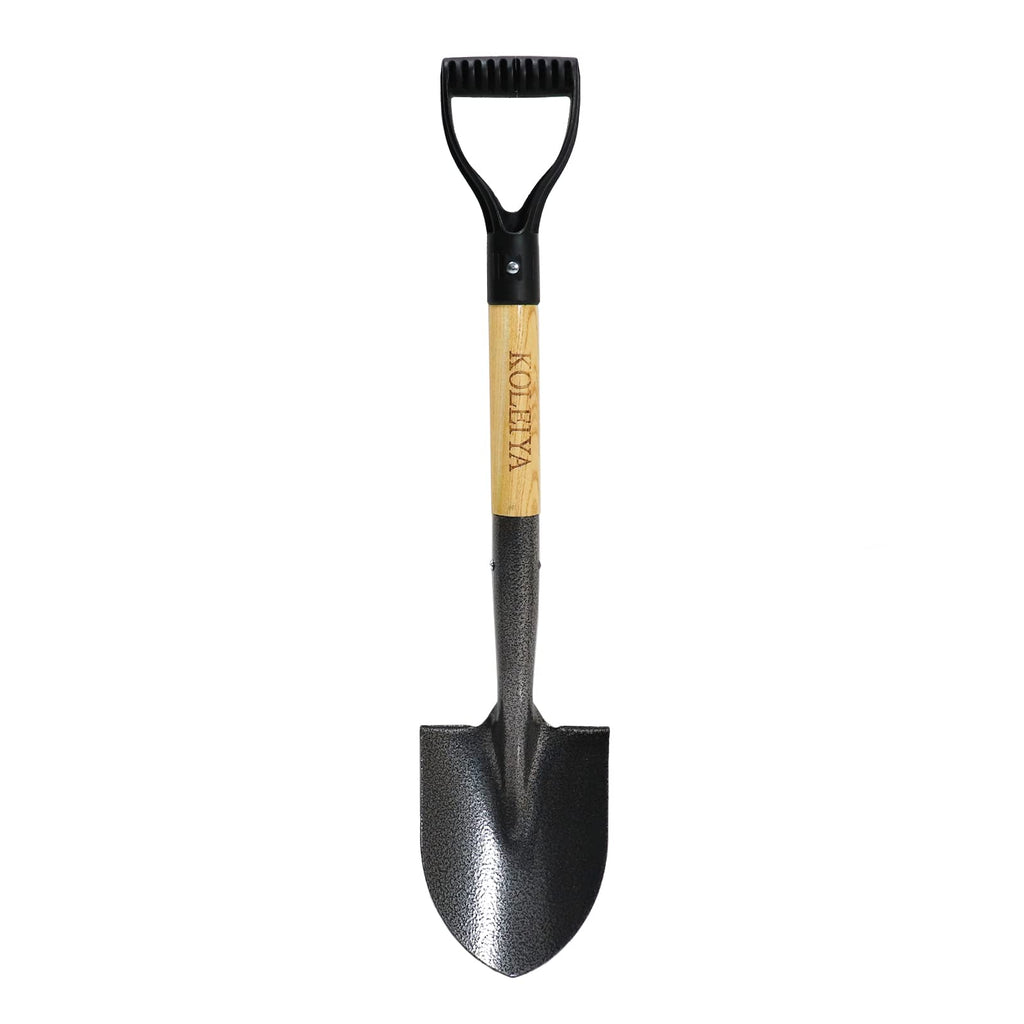 KOLEIYA Small Short Handle Shovel - 28 Inches Overall Length - Kids Metal Sand Shovel for Digging and Gardening - Metal + Wooden