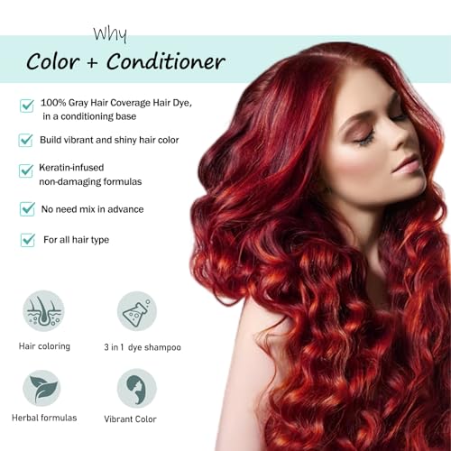 Instant Dark Red Wine Burgundy Hair Dye Shampoo - 3 in 1 Long-Lasting Color for Gray Hair, Men and Women