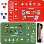 Card Game Playmats MTG Playmat for Beginner 2 Pack with Dices, Magic Mat Commander Deck Card Playmat for TCG MTG Accessories Play Mat 24x14 Inches Duel Card Battles, Red/Green
