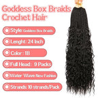 Goddess Box Braids Crochet hair -24 Inch 9 Packs Water Wave Boho Crochet Braids for Black Women (1B#, 24 Inch (Pack of 9))