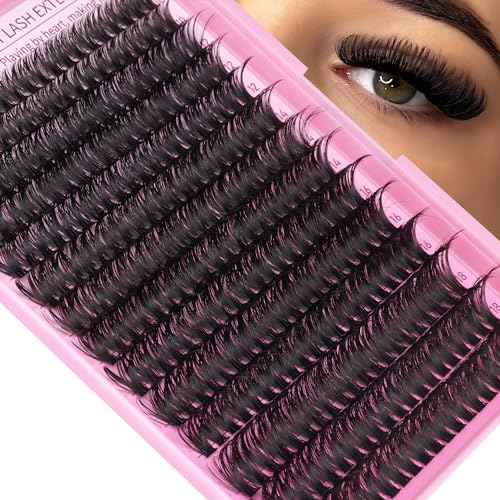 Geeneiya Full Lash Extension Kit 10-18MM Volume Eyelash Extension Kit D Curl Cluster Lashes Individual Eyelashes Kit with Waterproof Lash Bond and Seal, Lash Tweezers (10-18MM, 280Pcs, 70P)