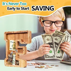 SummiDate Wooden Letter Piggy Bank| Piggy Bank for Boys Girls Toddler| Alphabet F Money Bank| Coin Bank Birthday Gift for Kids|Birthday Gift for Kids (F)
