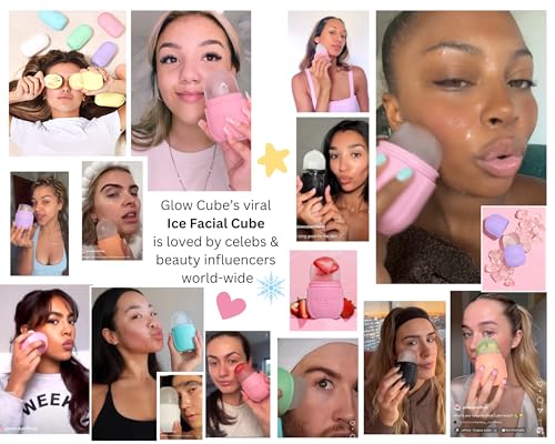Glow Cube Ice Roller For Face Eyes and Neck To Brighten Skin & Enhance Your Natural Glow/Reusable Facial Tool to Tighten & Tone Skin & De-Puff The Eye Area (Black)
