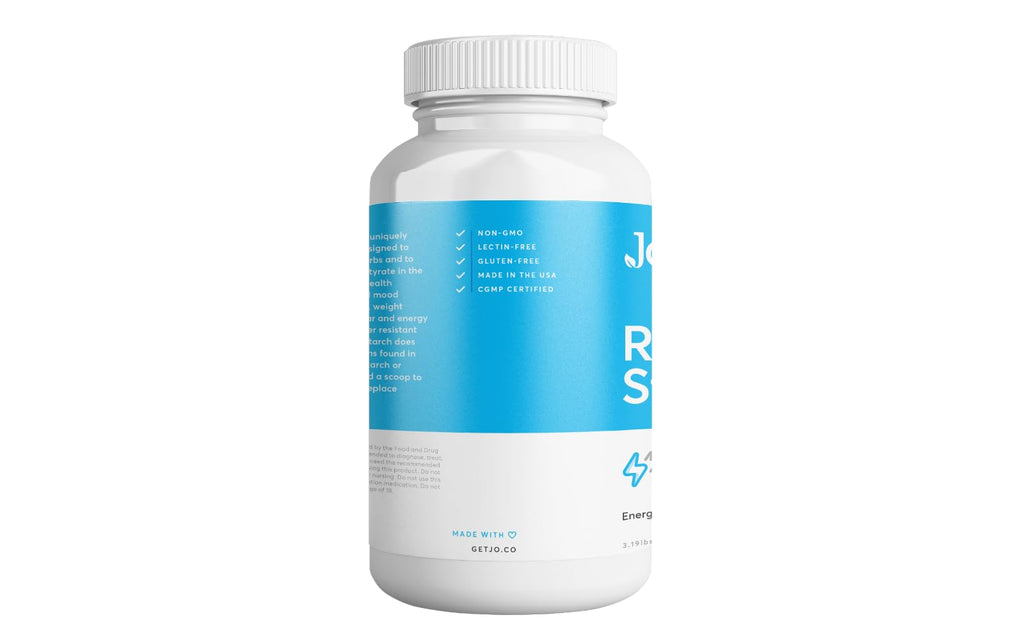 Jo’s Resistant Starch Powder - Premium Maize-Derived Superfood, Banana-Free, Lectin-Free - Fiber Supplement to Support Energy, Gut Health, Mood, and Butyrate Production (3LB Supply)