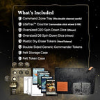 NERD GEAR Commander Essentials Kit - Ultimate Accessory for MTG Commander EDH - MTG Command Zone Tray - Health Counter - Spin Down Dice - Dry Erase Tokens (Ancient Bronze)