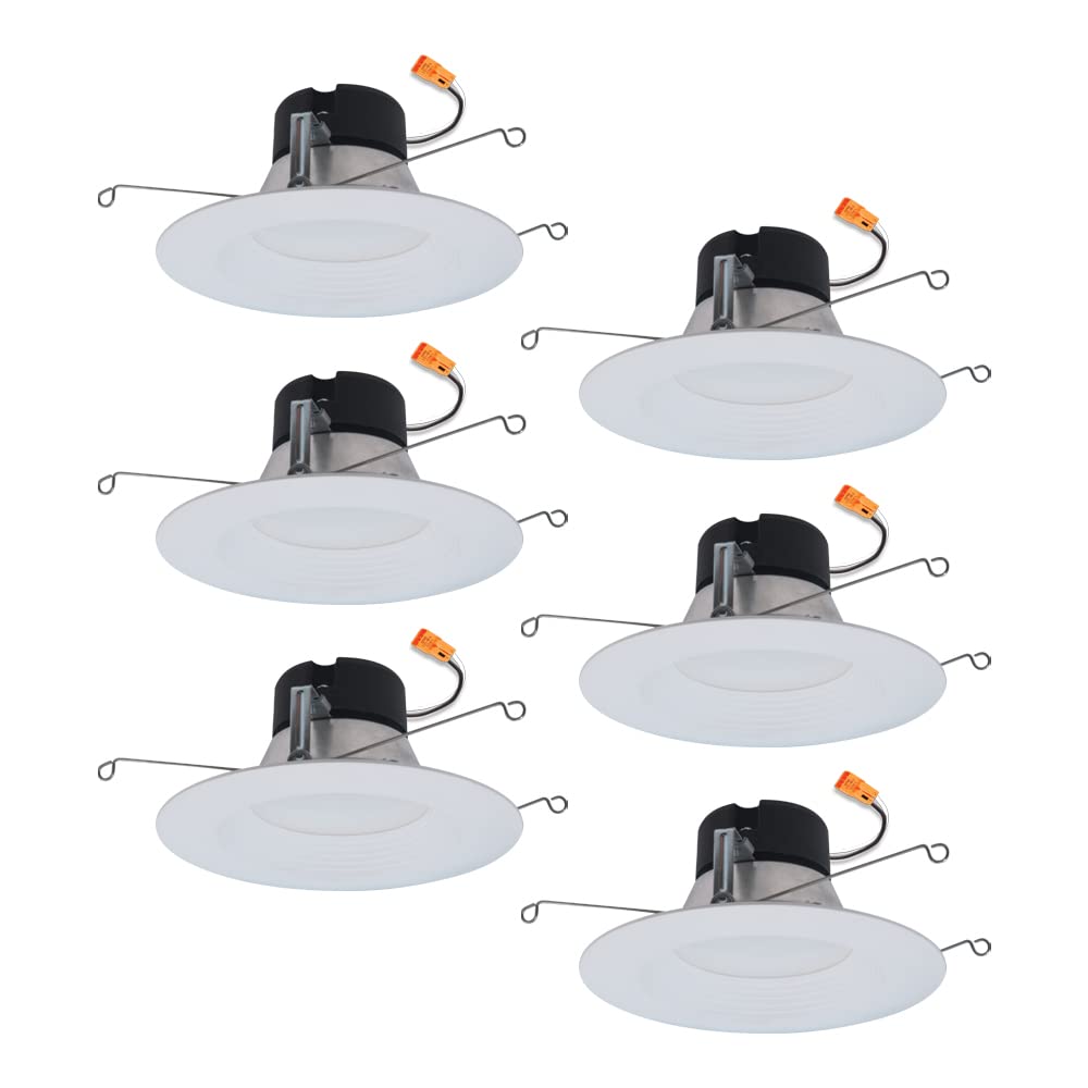 HALO LT 5 in / 6 in 6-Pack Indoor/Outdoor Recessed LED Retrofit Trim Can Lights 3CCT Selectable 3000K/4000K/5000K 600 Lumens Dimmable ENERGY STAR Certified
