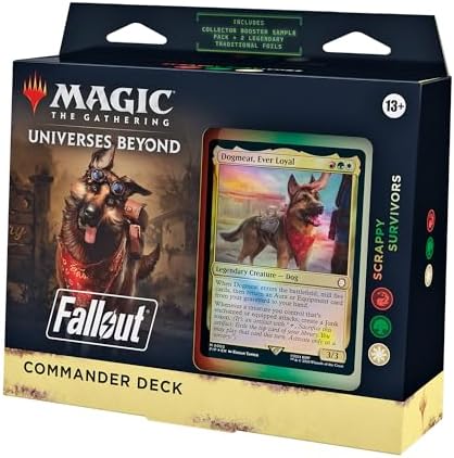 Magic: The Gathering Fallout Commander Deck - Scrappy Survivors (100-Card Deck, 2-Card Collector Booster Sample Pack + Accessories)