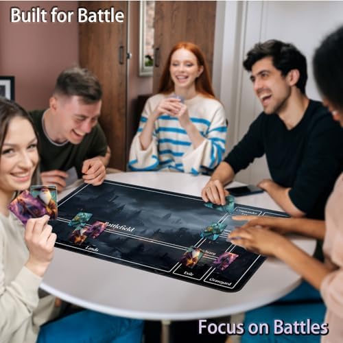 for MTG Game Playmat, for Magic TCG Rubber Play mat,Tabletop Card Playmats with Smooth Surface,Trading Card Inked Game Mat with New Zones,Battle Game,Fantasy Castle