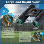 12x25 Compact Binoculars, High Powered Easy Focus Binoculars, Portable Large Eyepiece Binocular for Adults Kids Bird Watching,Opera Concert, Travel, Hiking, Outdoor Scenery, Football Game