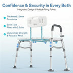 500lb Heavy Duty Shower Bench, Tool-Free Tub Transfer Bench with Arms & Back, Height Adjustable Handicap Shower Seat, Non-Slip Bath Safety Chair for Elderly & Surgery Recovery