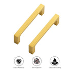Ravinte 15 Pack Solid 3-1/2 Inch Square Cabinet Handles - Brushed Brass Drawer Pulls - Kitchen Hardware and Handles