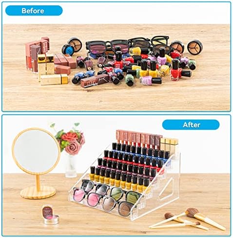 Nail Polish Organizer Acrylic Display Rack for Nail Polish Holder Sunglasses Organizer Essential Oils Holder Clear Eyeglasses Display Case Makeup Organizer