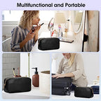 Wandering Nature Makeup Bag for Purse Cosmetic Bags for Women Make Up Organizer Travel Pouch Pencil Case with Slip-in Pockets Vegan Leather,Patent Pending