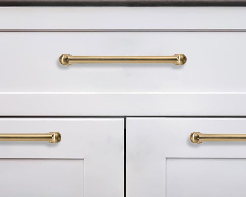khtumeware 10 Pack Champagne Bronze Cabinet Pulls 3-1/2 Inch(89MM) Hole Centers Satin Brass Kitchen Cabinet Handles Cabinet Hardware for Cabinets Cupboard Handles Drawer Pulls